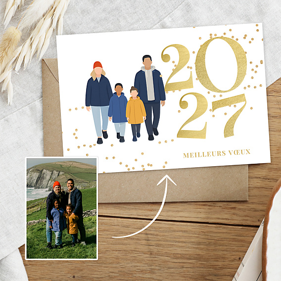 Carte de voeux Votre photo en minimaliste aligné