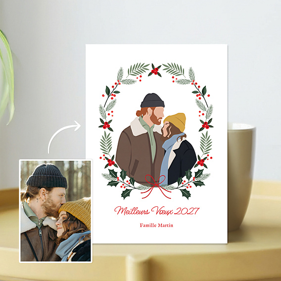 Carte de Voeux Particuliers Couronne de Noël