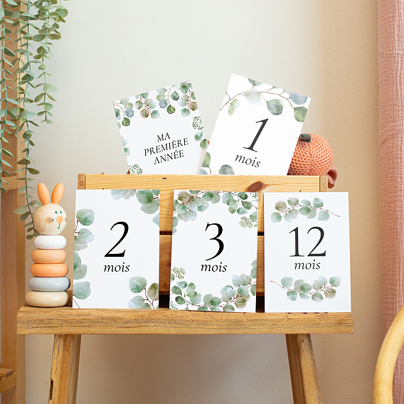 Carte étape bébé Eucalyptus