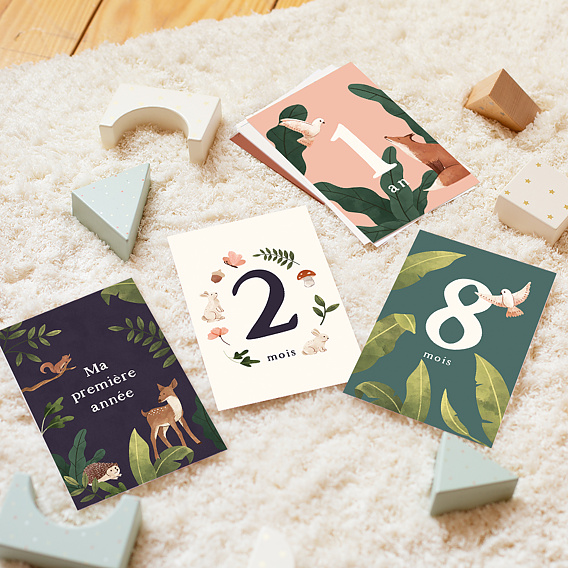 Kit cartes étapes bébé Jungle, animaux Première année bébé Photos premiers  mois bébé -  France