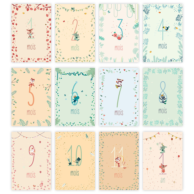 Cartes Étapes Bébé Lilliputiens x Popcarte