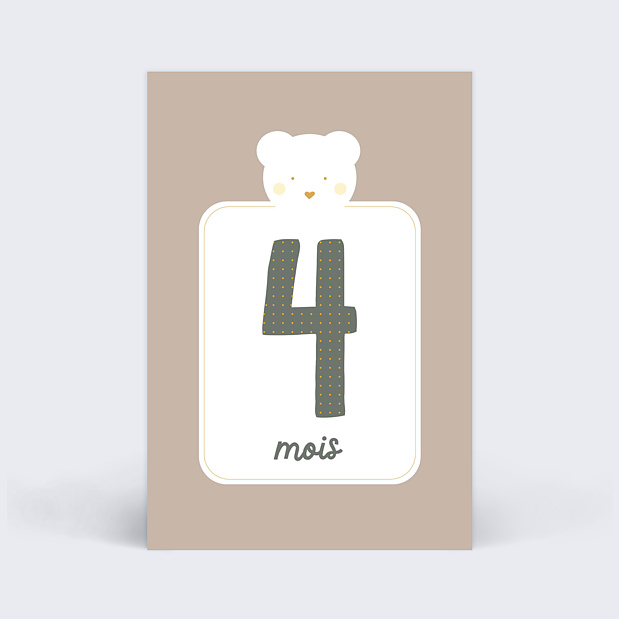 Carte Étape Bébé Cadre Ourson Carte 5