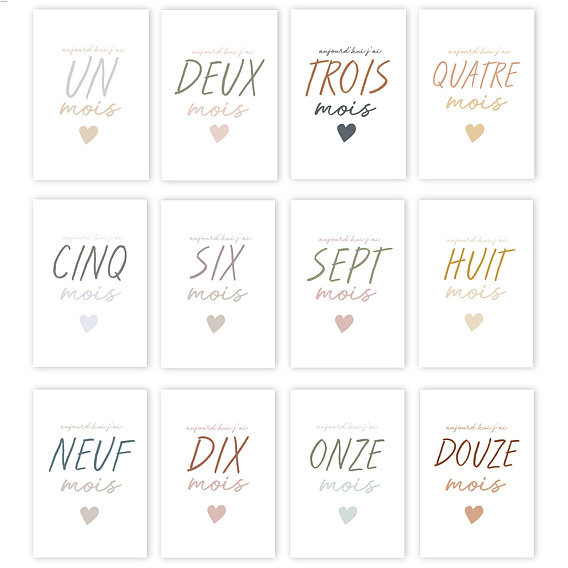 Carte étape bébé Mots Cœur Après 4