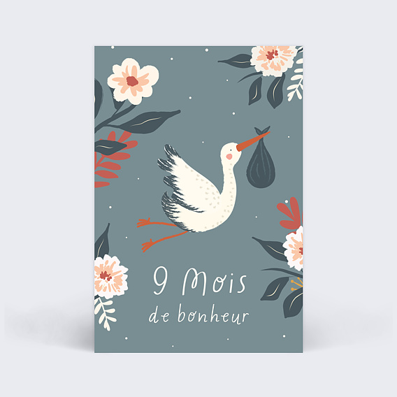 Carte Étape Bébé Jolie Cigogne