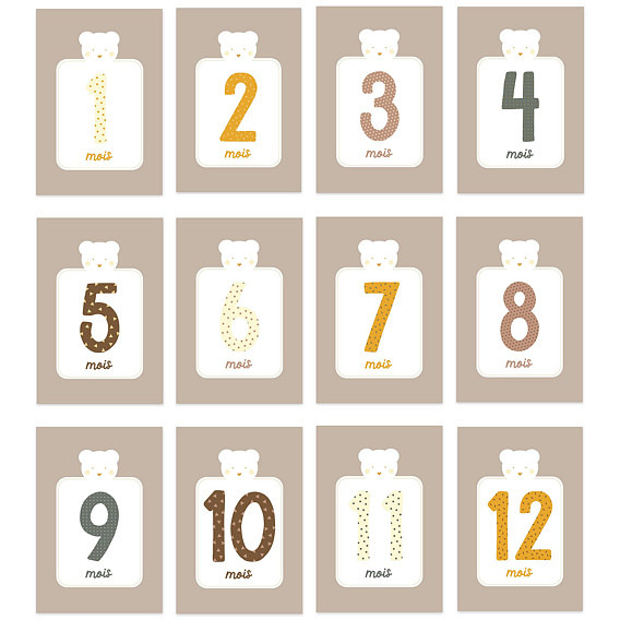 Carte étape bébé Cadre Ourson Après 4