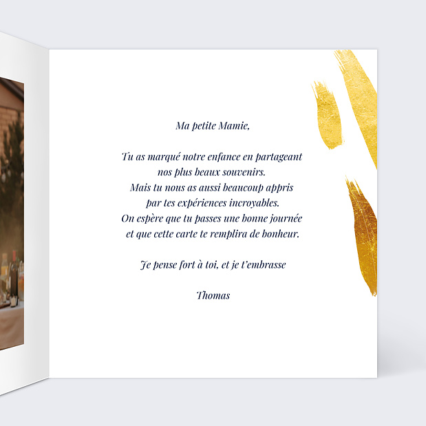 Carte Fête des Grand-Mères Citation Intérieur Droit