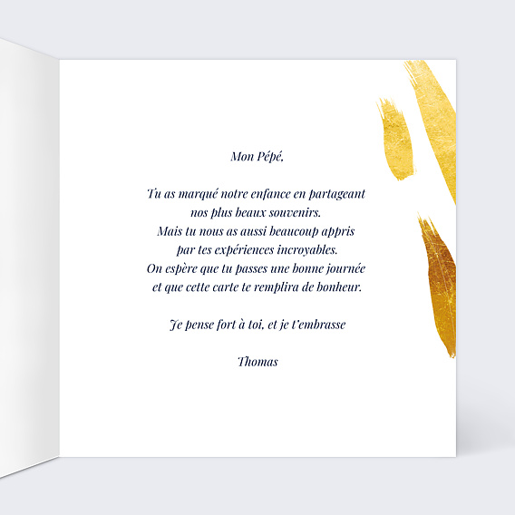 Carte Fête des Grands-Pères Citation Intérieur Droit