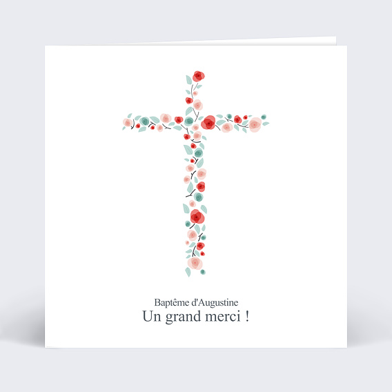 Remerciements Baptême Croix fleurie