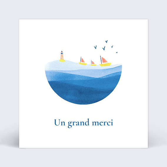 Carte remerciement baptême Petits bateaux