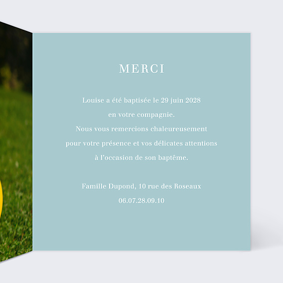 Remerciements Baptême Typographie