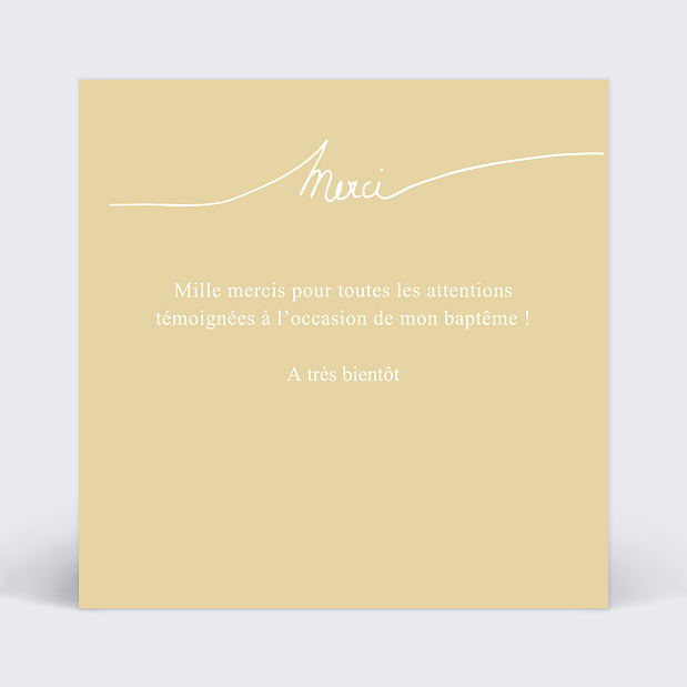 Carte de remerciement baptême Lettres manuscrites Verso