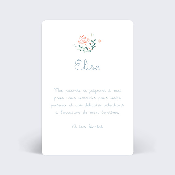Remerciements Baptême Couronne de fleurs blanc