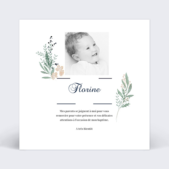 Remerciements Baptême Couronne verdoyante