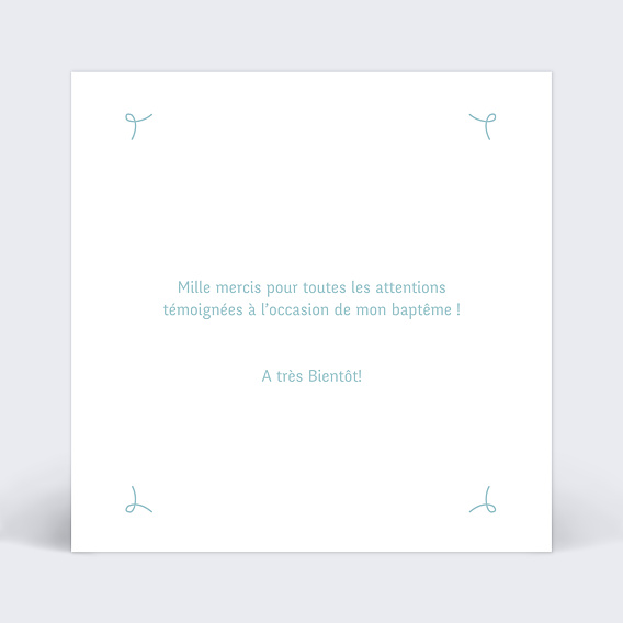 Carte remerciement baptême Colombe Verso