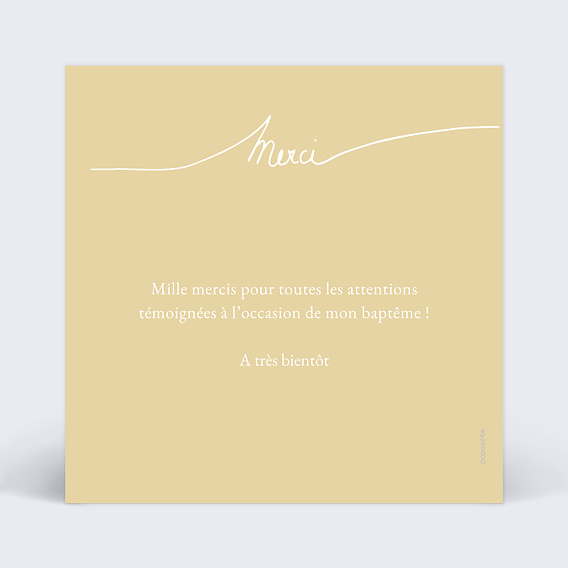 Carte remerciement baptême Lettres manuscrites Verso