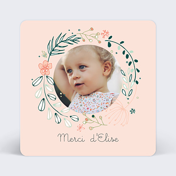 Remerciements Baptme Couronne de fleurs