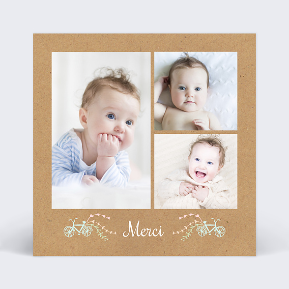 Carte remerciement baptême Fleurs des champs Recto