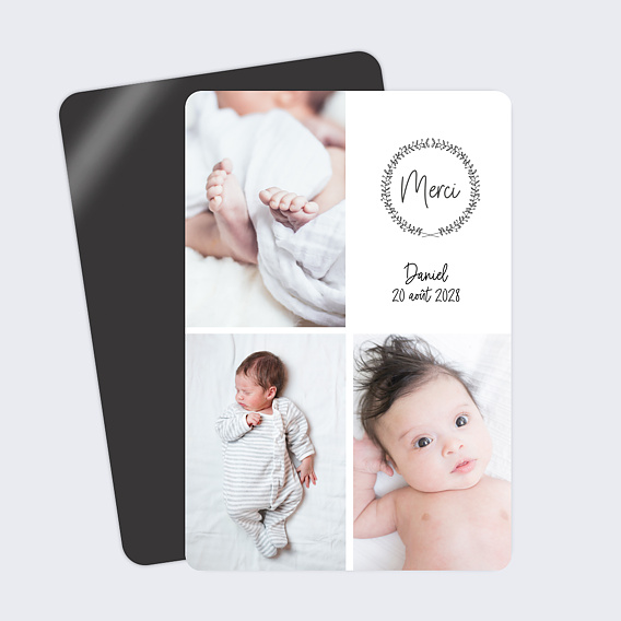 Carte remerciement baptême Petite couronne