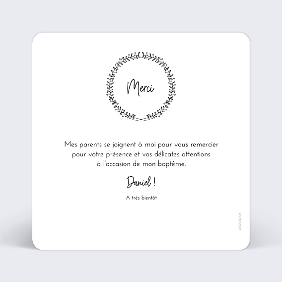Remerciements Baptême Petite couronne