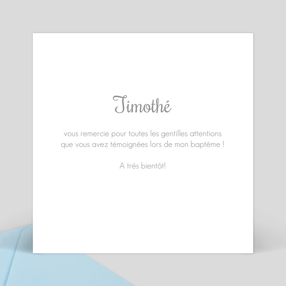 Carte remerciement baptême Animaux colorés Verso