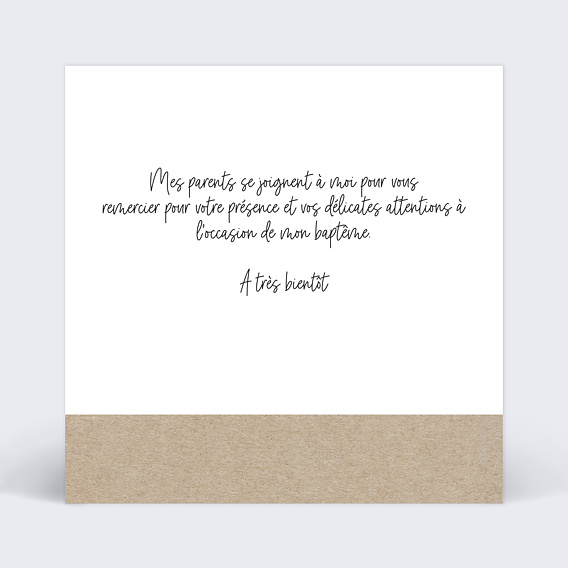 Carte remerciement baptême Photomaton Verso
