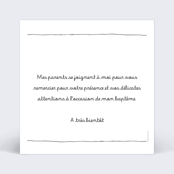 Remerciements Baptême Cadre trait de crayon