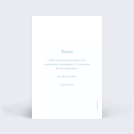 Carte remerciement baptême Bonbon Verso