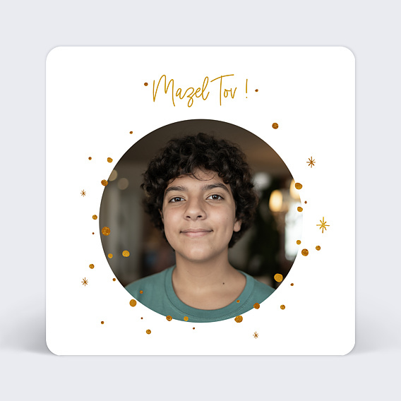 Invitation Bar Mitzvah Golden Dots Popcarte