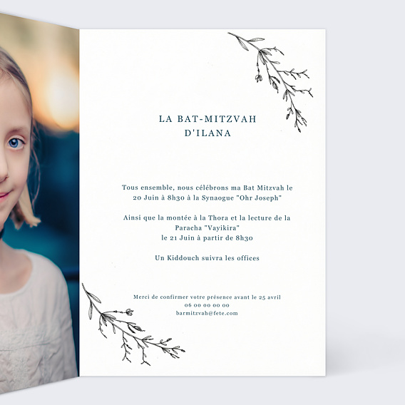 Faire-part bar mitzvah Idylle Intérieur Droit