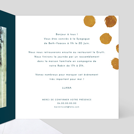 Faire-part bar mitzvah Graphique Chic Intérieur Droit