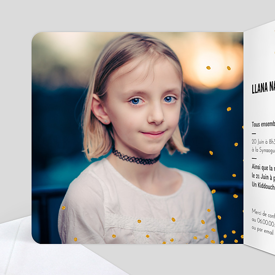 Faire-part bar mitzvah Poussière d'Étoiles Intérieur Gauche