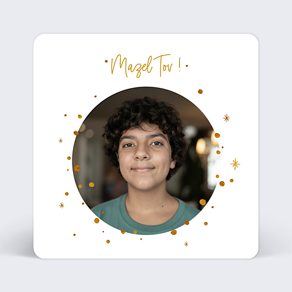 Faire-part bar mitzvah Golden Dots
