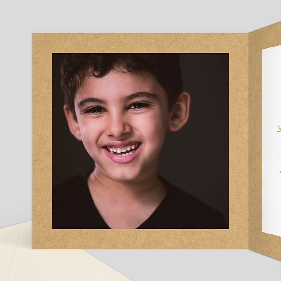 Faire-part bar mitzvah Fanions Bucoliques Kraft Intérieur Gauche