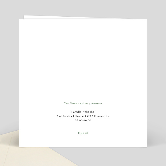 Faire-part bar mitzvah Découpe Eucalyptus Verso