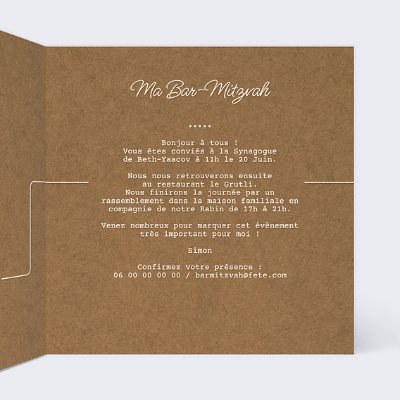 Faire-part bar mitzvah Timeline Kraft