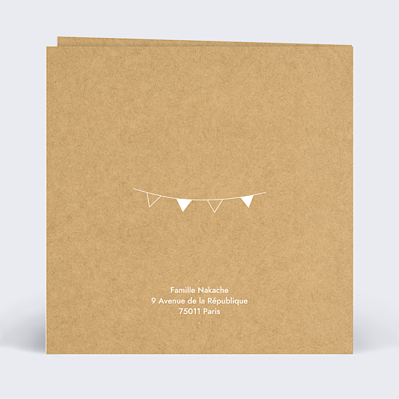 Faire-part bar mitzvah Fanions Bucoliques Kraft