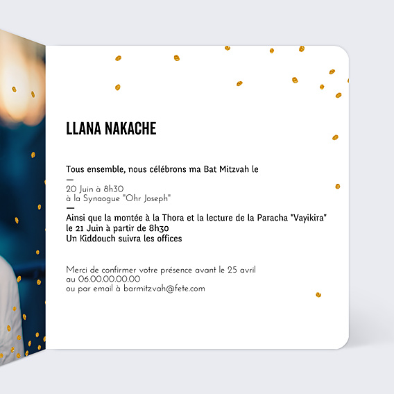 Faire-part bar mitzvah Poussière d'Étoiles
