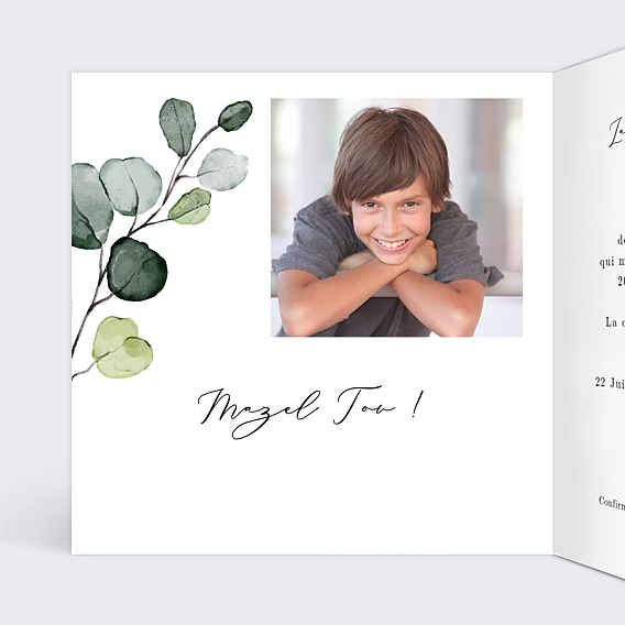 Faire-part bar mitzvah Dorure Eucalyptus