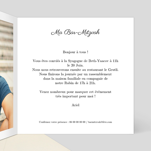 Invitation Bar Mitzvah Dorure Couronnée Intérieur Droit