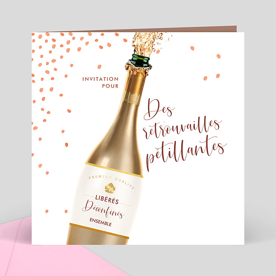 Carte d'invitation Champagne Confettis
