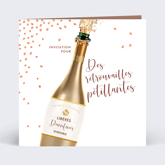 Carte d'invitation Champagne Confettis