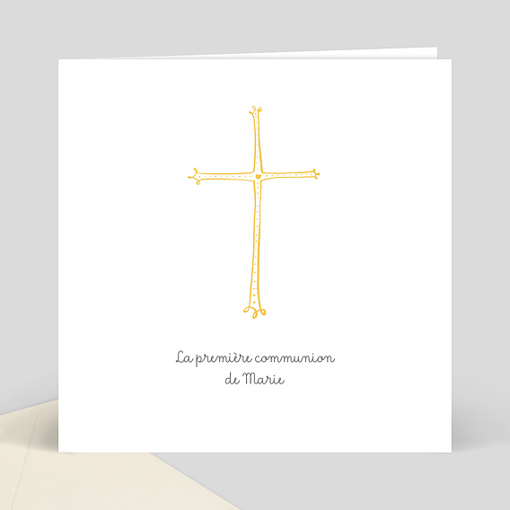 Carte de communion croix d'or