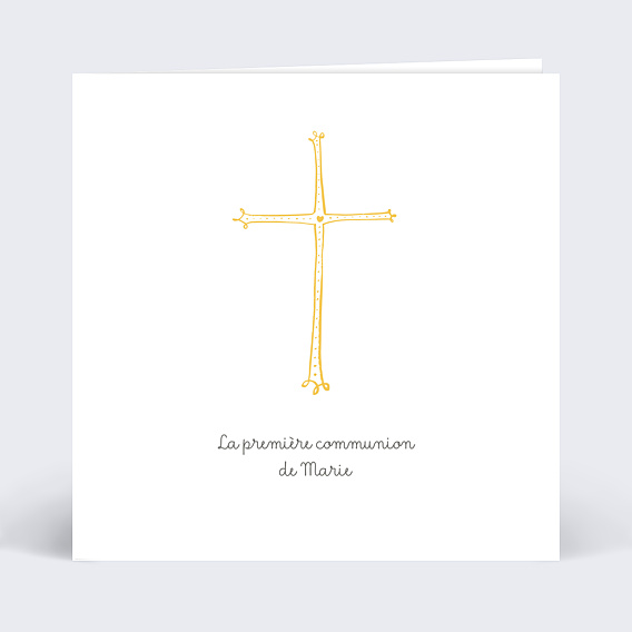 Faire-part communion Communion Croix d'or