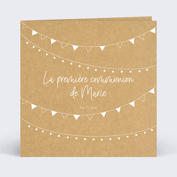 Faire-part communion Fanions Bucoliques 2