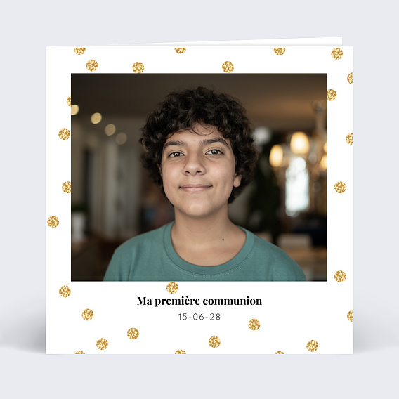 Carte de communion Pois Ocre