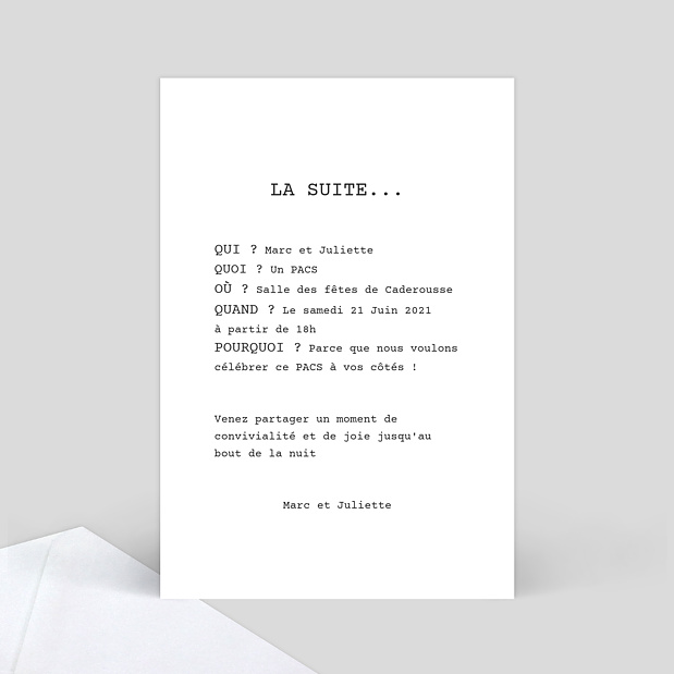 Carte Pacs Polaroïd Simple lll Verso