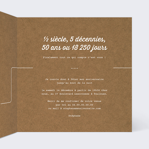 Invitation Anniversaire Adulte Timeline Kraft