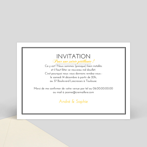 Carte d'invitation Champagne Verso