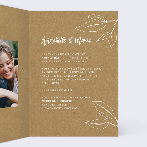 Faire part pacs Esquisse Bohème Intérieur Droit