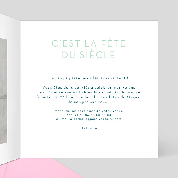 Invitation Anniversaire Dorure C'est la Fête Intérieur Droit